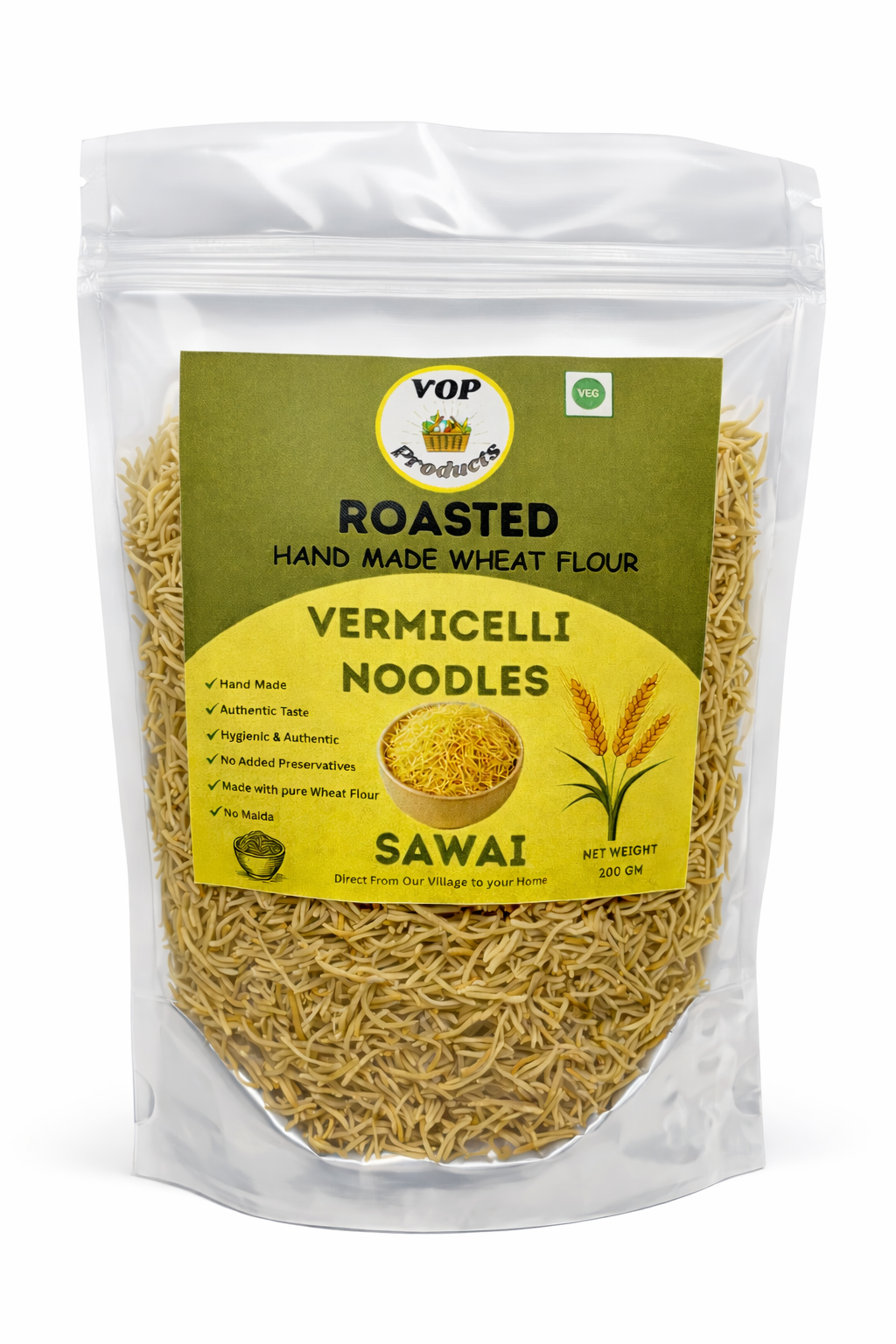 Handmade Wheat Flour Roasted Vermicelli Noodles Handmade Wheat Flour Roasted Vermicelli Noodles